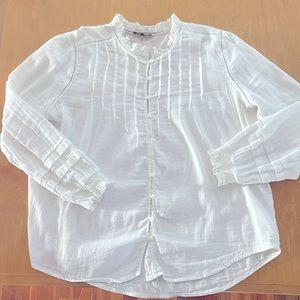 Quince Organic Textured Cotton Peasant Blouse